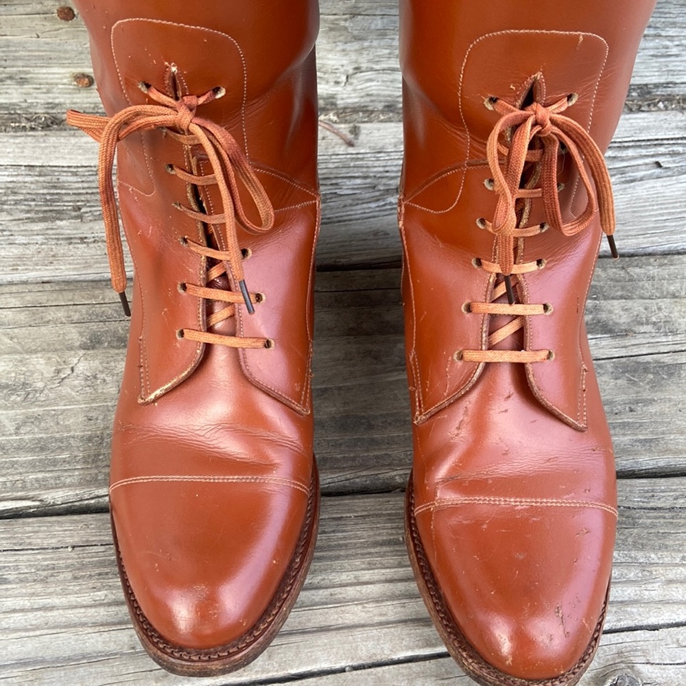 Vintage/Antique Stombock Saddlery Tall Leather Field Boots Made in England W 7.5 - Picture 2 of 11